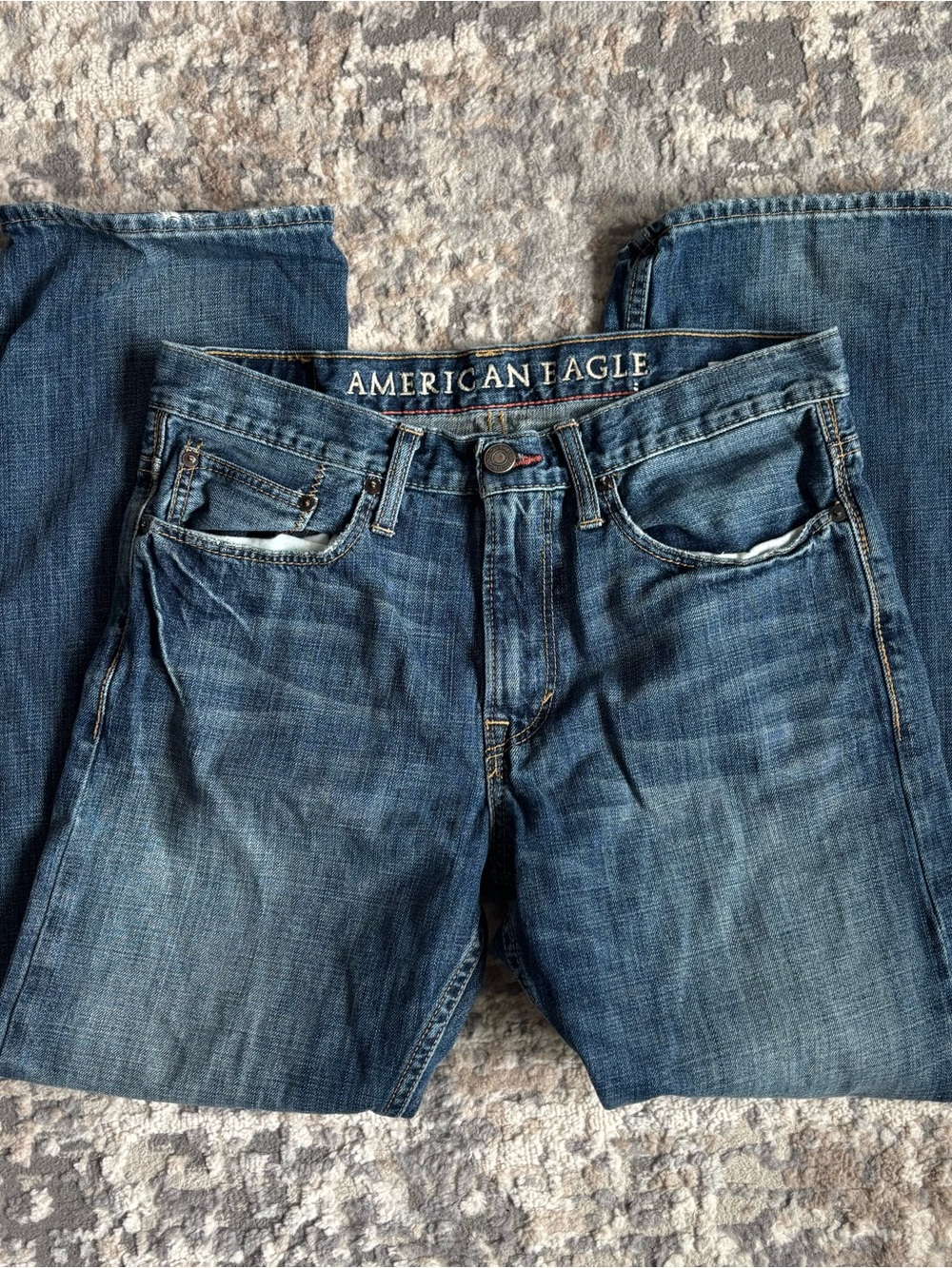 American Eagle Outfitters Men’s Faded Blue Relaxed Straight Jeans 31x30